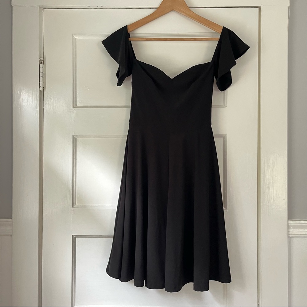 Leith Aritzia Black Dress with Flutter Sleeves